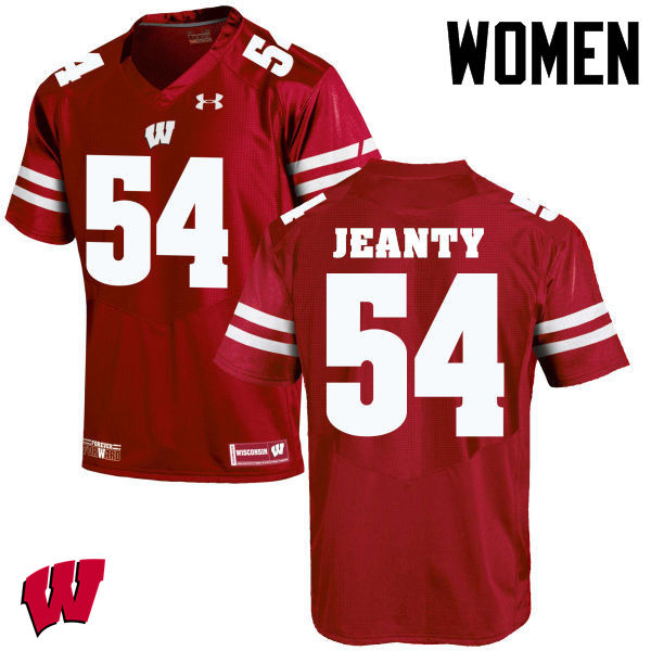 Wisconsin Badgers Women's #54 Dallas Jeanty NCAA Under Armour Authentic Red College Stitched Football Jersey UG40G25VF